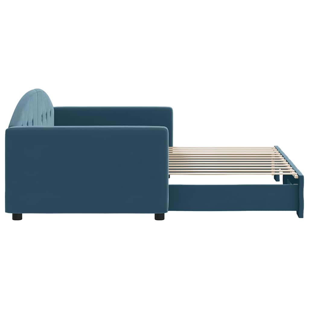 vidaXL Sofa rozsuwana, niebieska, 90x200 cm, aksamit