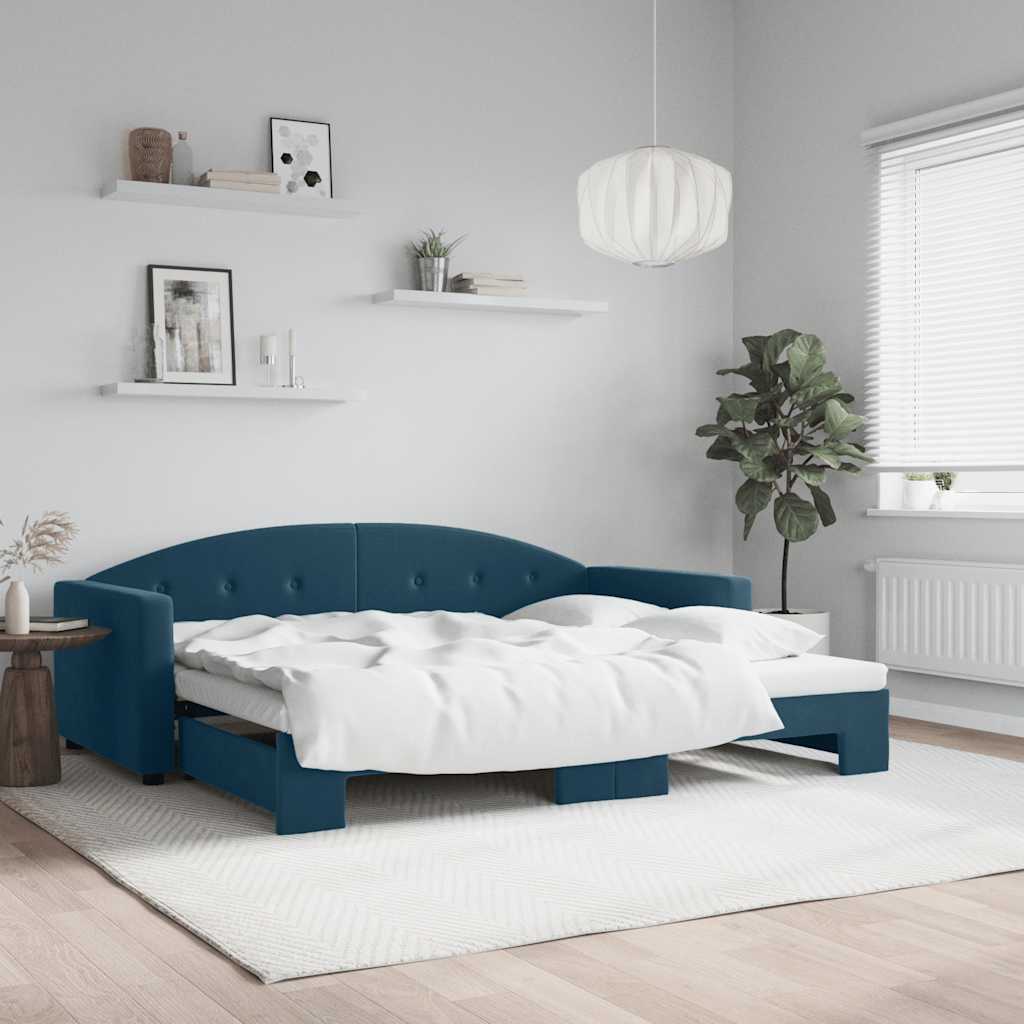 vidaXL Sofa rozsuwana, niebieska, 90x200 cm, aksamit