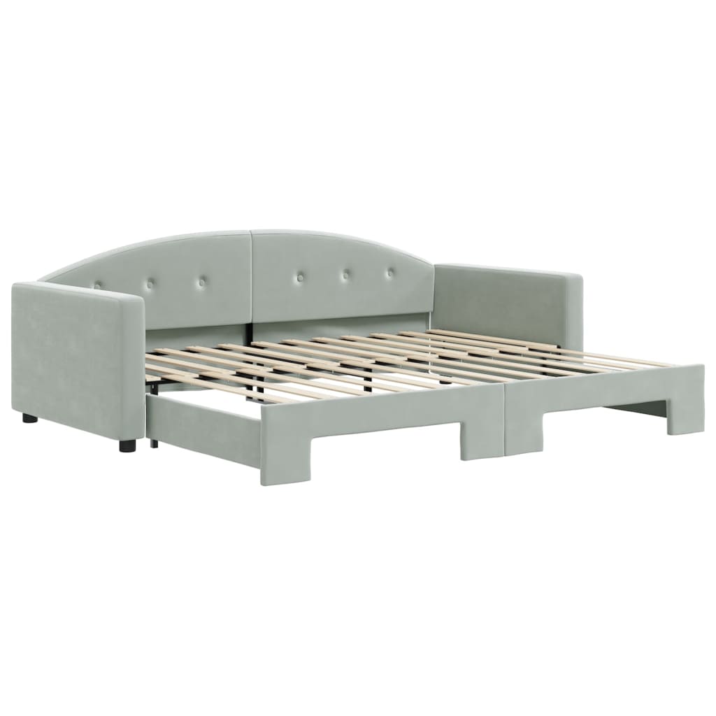 vidaXL Sofa rozsuwana, jasnoszara, 90x200 cm, aksamit
