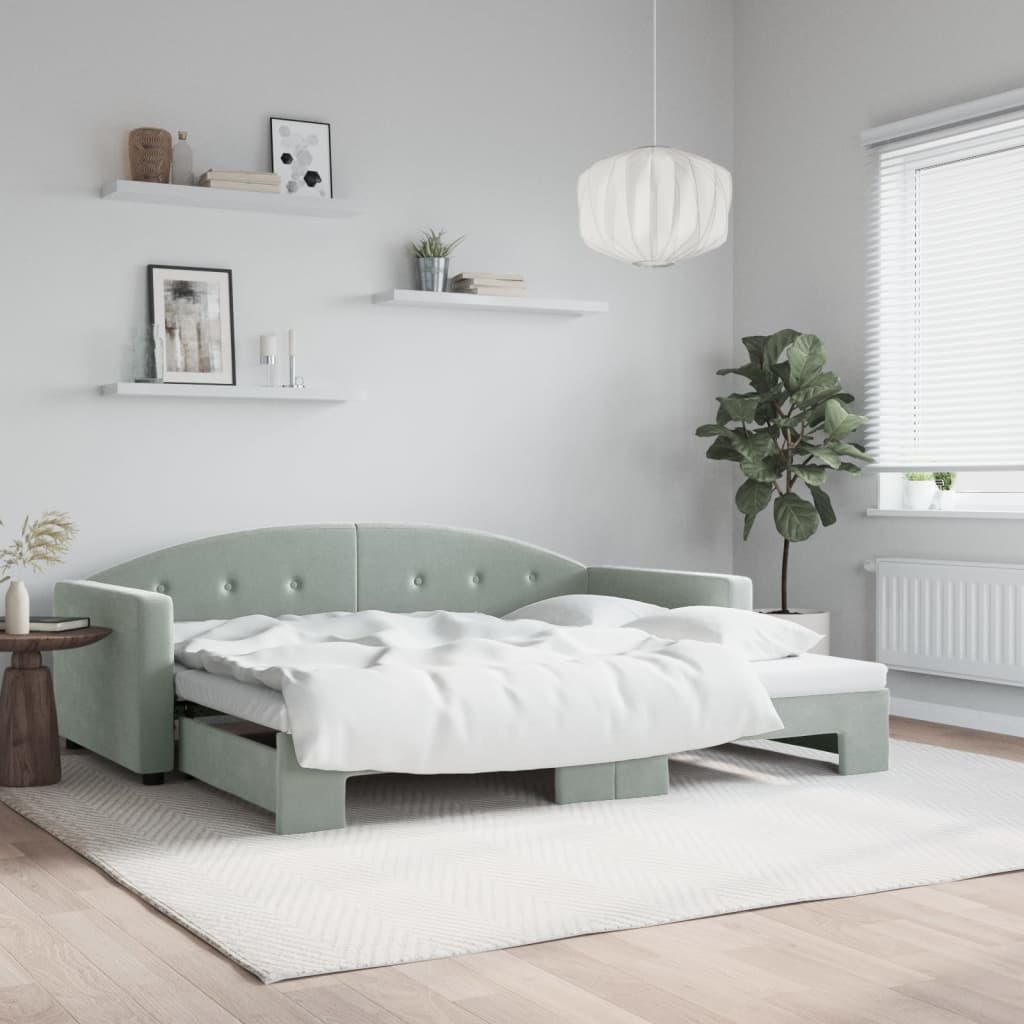vidaXL Sofa rozsuwana, jasnoszara, 90x200 cm, aksamit