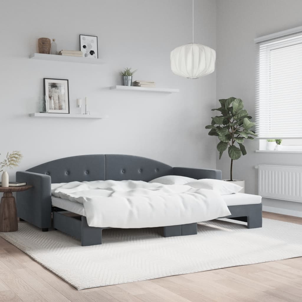 vidaXL Sofa rozsuwana, ciemnoszara, 90x200 cm, aksamit
