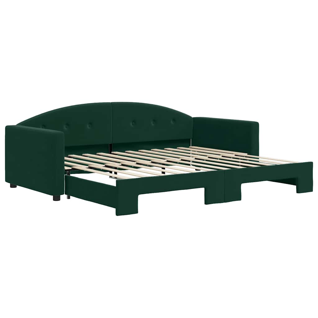 vidaXL Sofa rozsuwana, ciemnozielona, 90x200 cm, aksamit