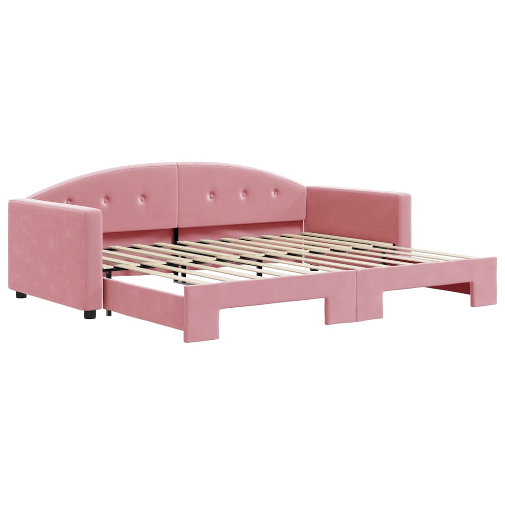 vidaXL Sofa rozsuwana, różowa, 90x200 cm, aksamit