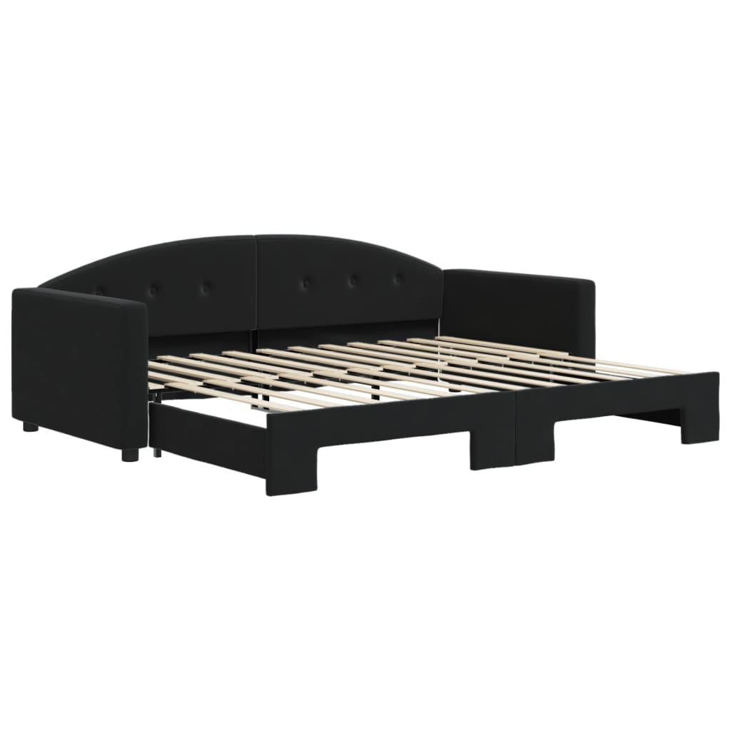 vidaXL Sofa rozsuwana, czarna, 90x200 cm, aksamit