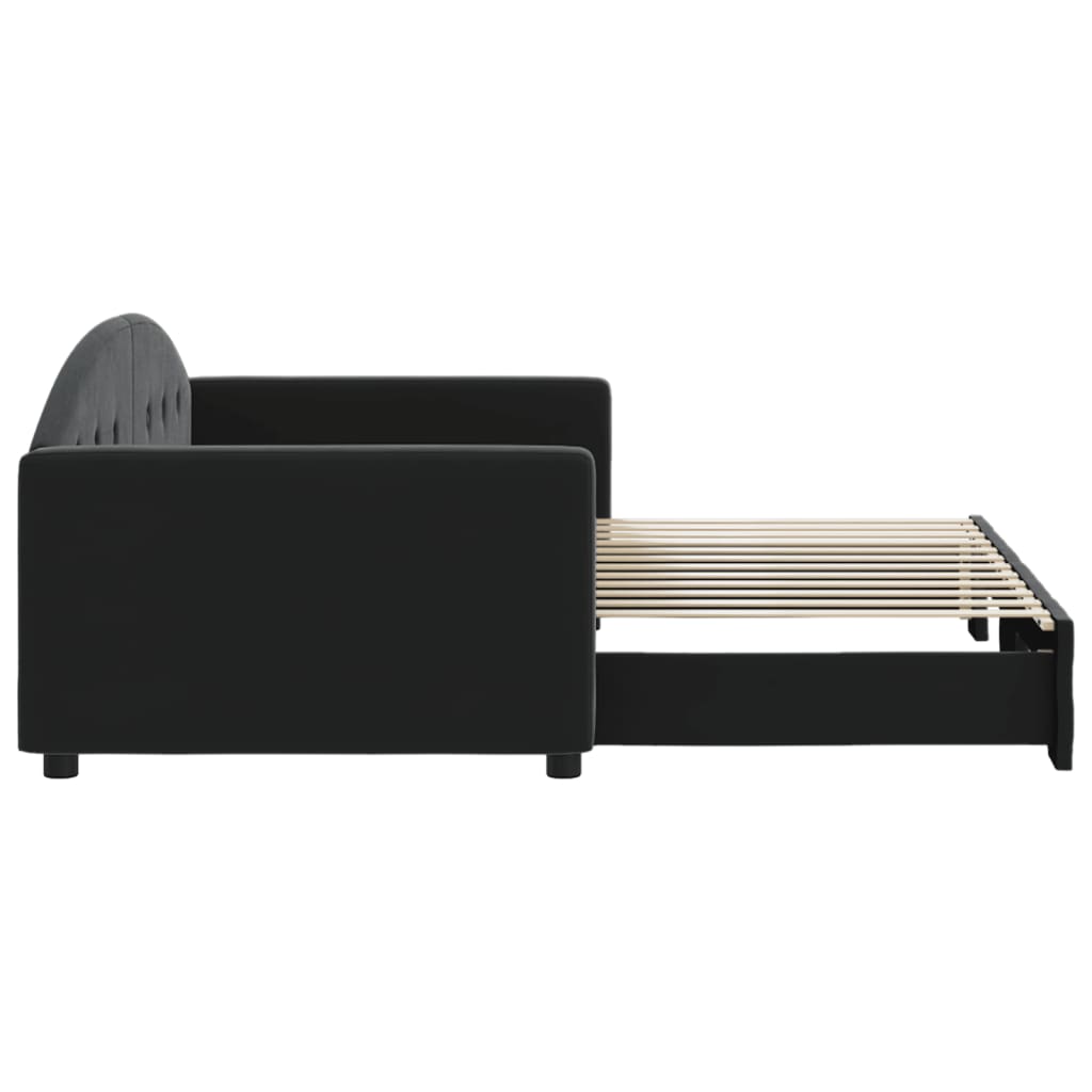 vidaXL Sofa rozsuwana, czarna, 90x200 cm, aksamit