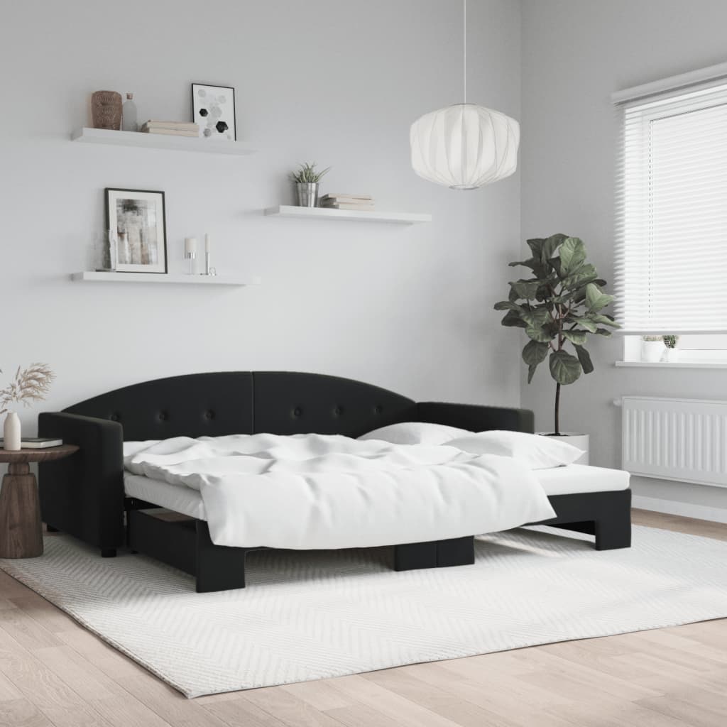 vidaXL Sofa rozsuwana, czarna, 90x200 cm, aksamit