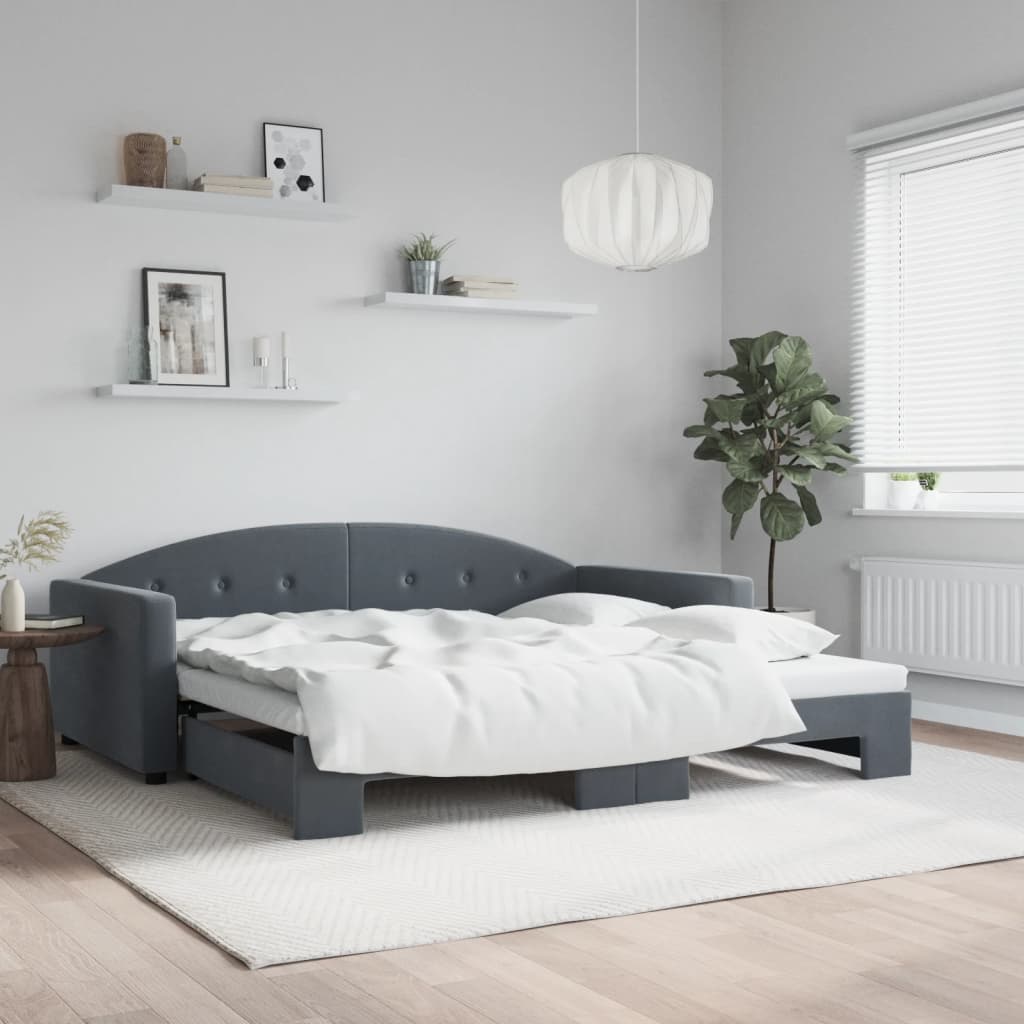 vidaXL Sofa rozsuwana, ciemnoszara, 100x200 cm, aksamit