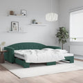 vidaXL Sofa rozsuwana, ciemnozielona, 100x200 cm, aksamit