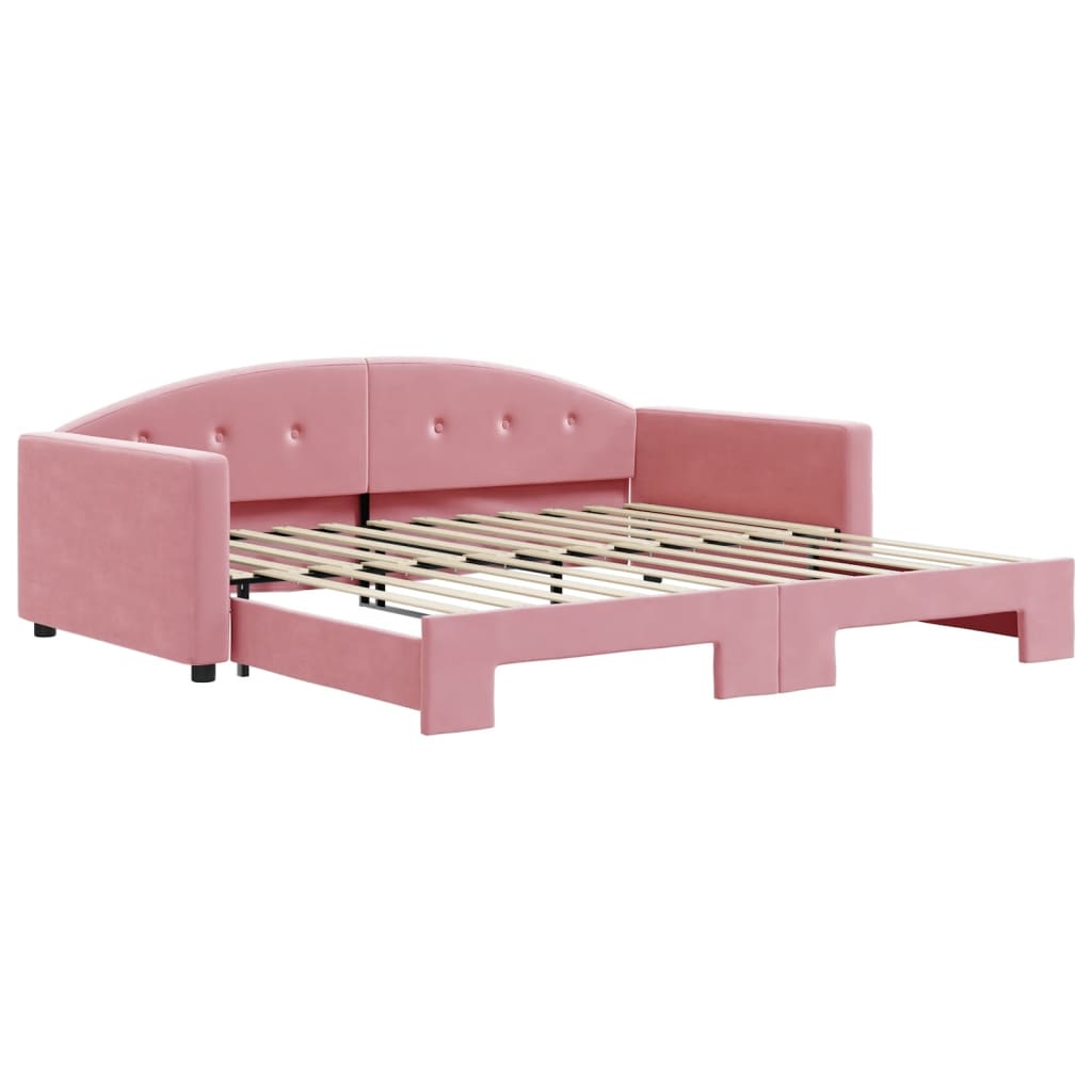 vidaXL Sofa rozsuwana, różowa, 100x200 cm, aksamit