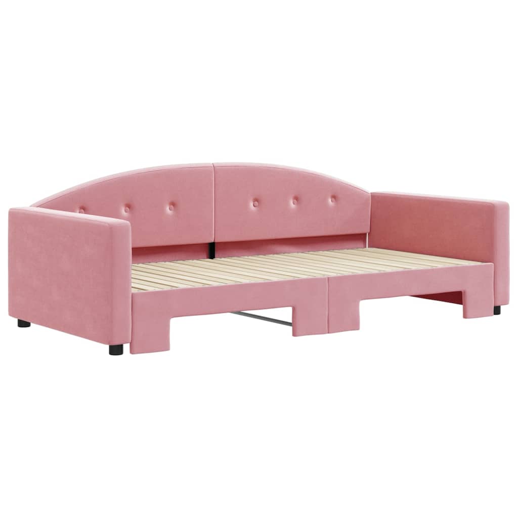 vidaXL Sofa rozsuwana, różowa, 100x200 cm, aksamit