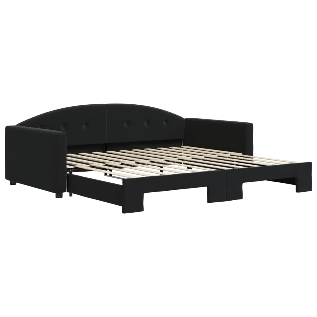 vidaXL Sofa rozsuwana, czarna, 100x200 cm, aksamit