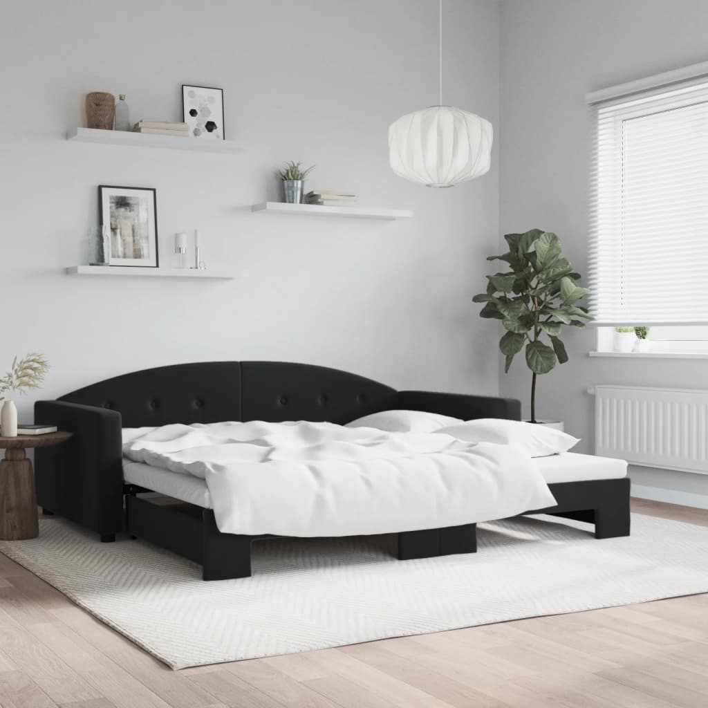 vidaXL Sofa rozsuwana, czarna, 100x200 cm, aksamit