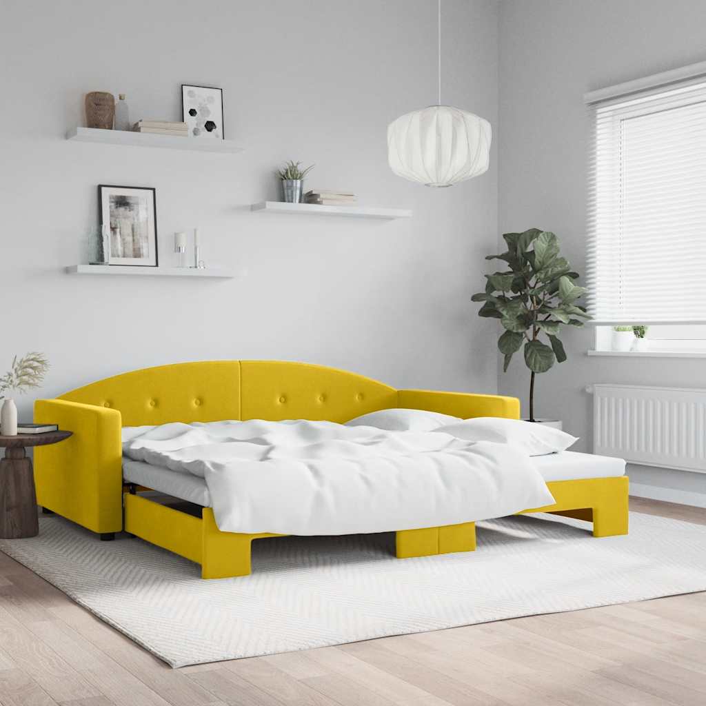 vidaXL Sofa rozsuwana, żółta, 100x200 cm, aksamit