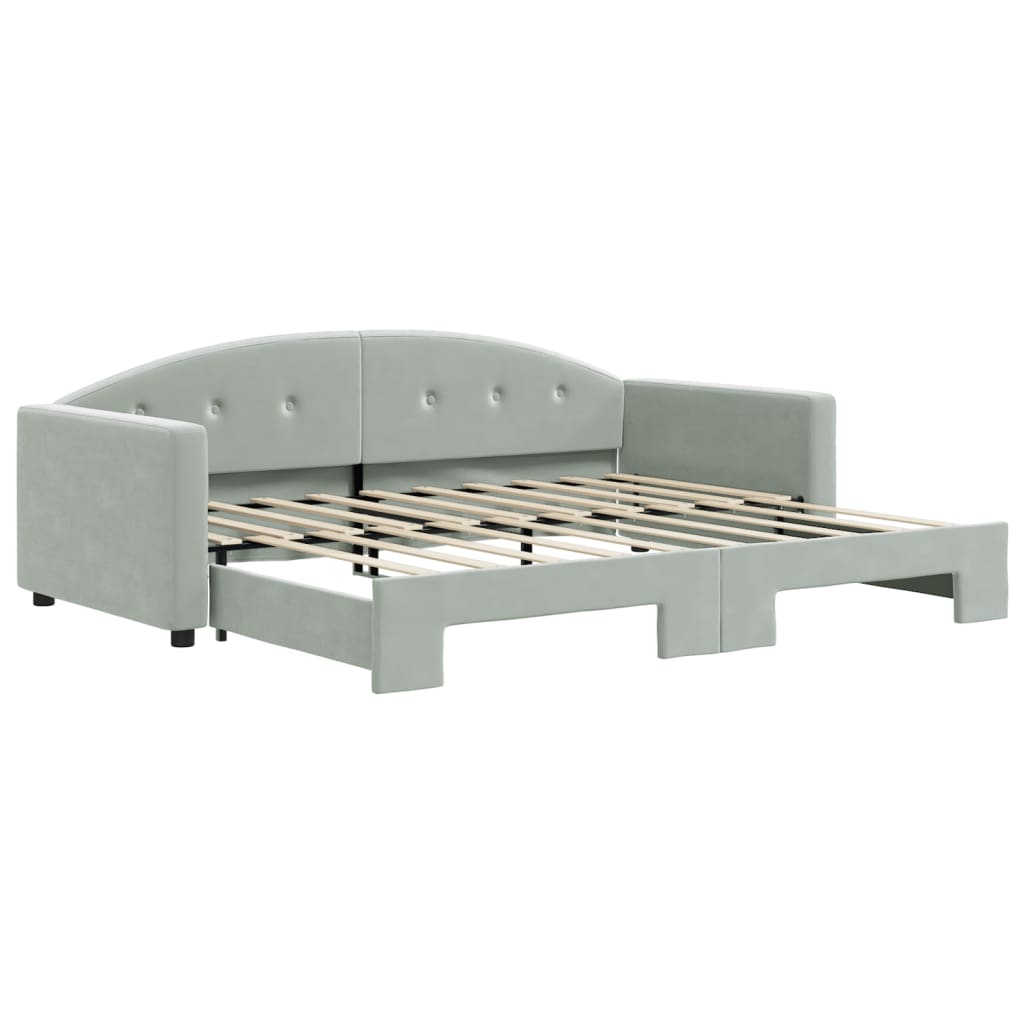 vidaXL Sofa rozsuwana, jasnoszara, 90x190 cm, aksamit