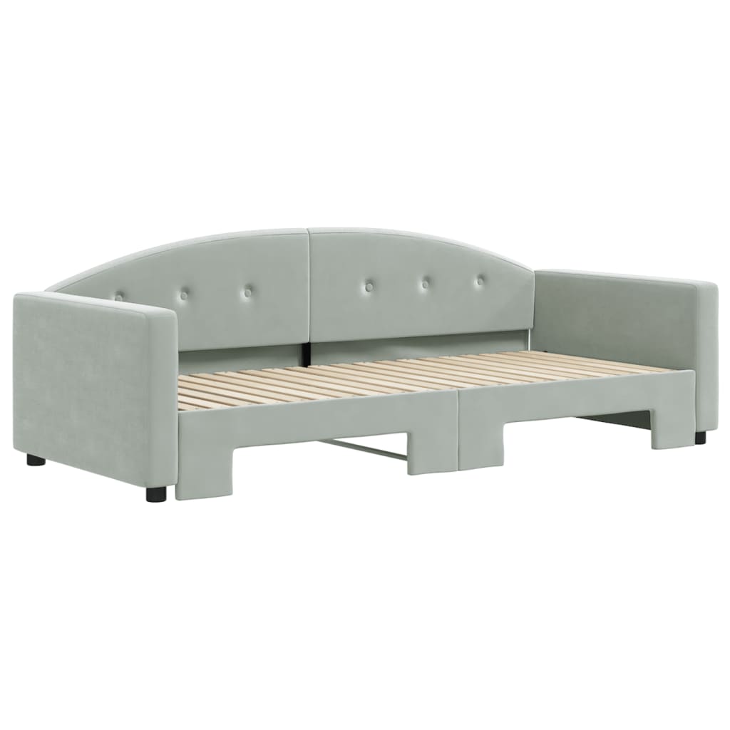 vidaXL Sofa rozsuwana, jasnoszara, 90x190 cm, aksamit