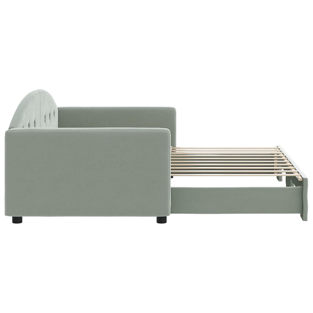 vidaXL Sofa rozsuwana, jasnoszara, 90x190 cm, aksamit