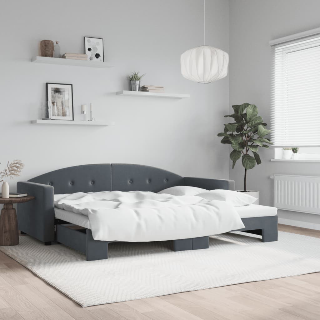 vidaXL Sofa rozsuwana, ciemnoszara, 90x190 cm, aksamit