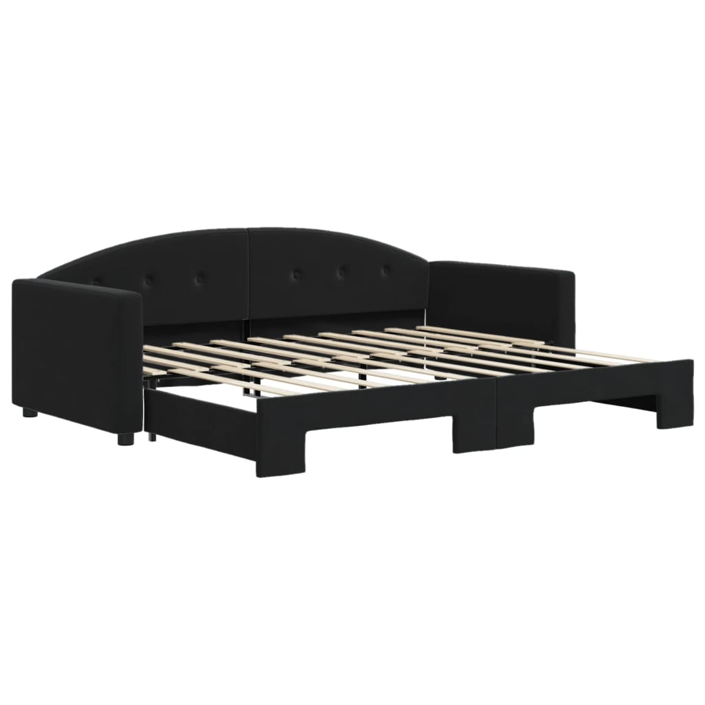 vidaXL Sofa rozsuwana, czarna, 90x190 cm, aksamit