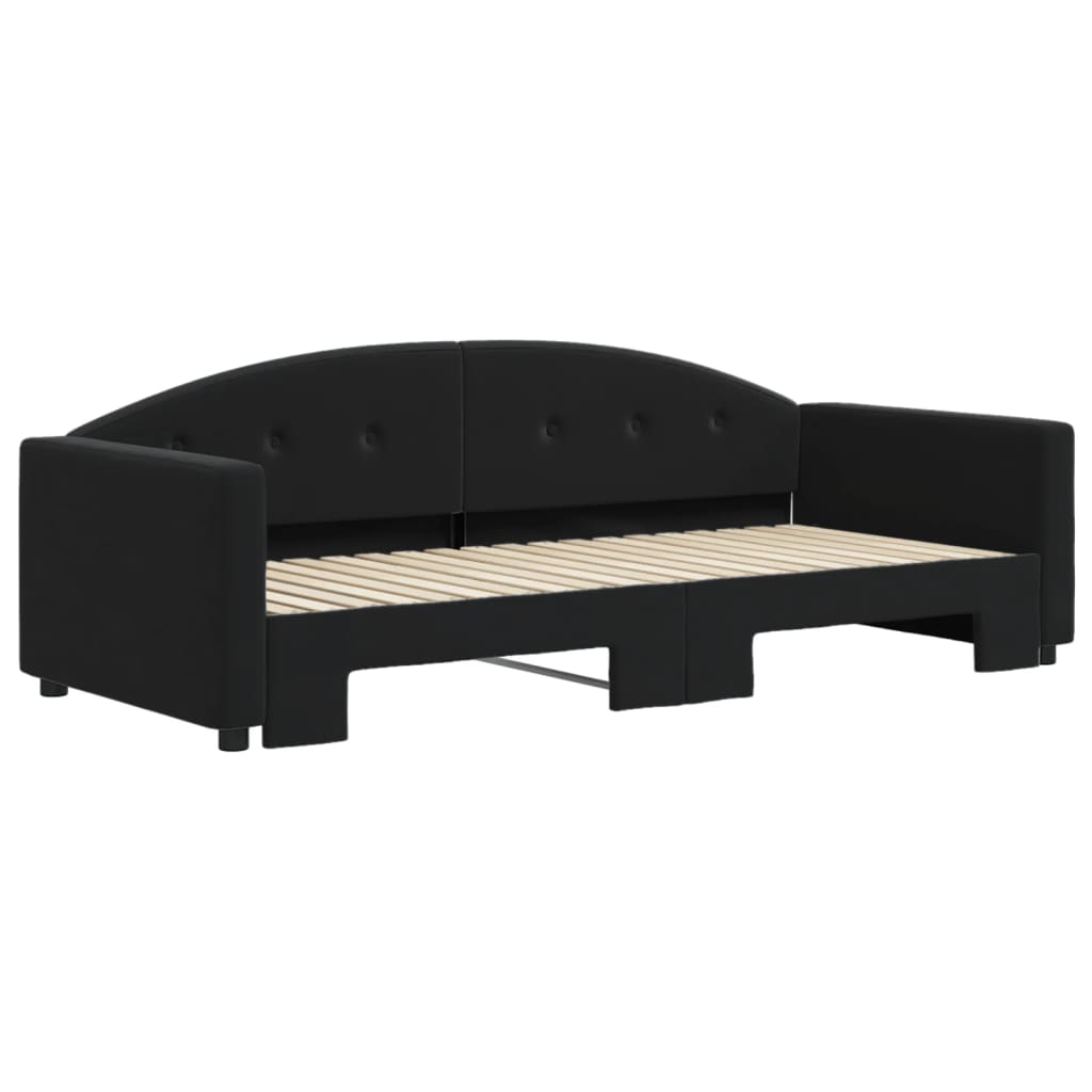 vidaXL Sofa rozsuwana, czarna, 90x190 cm, aksamit