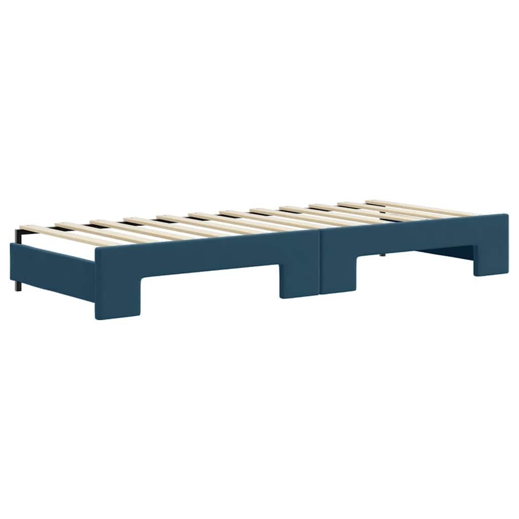 vidaXL Sofa rozsuwana z materacami, niebieska, 80x200 cm, aksamit