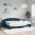 vidaXL Sofa rozsuwana z materacami, niebieska, 80x200 cm, aksamit