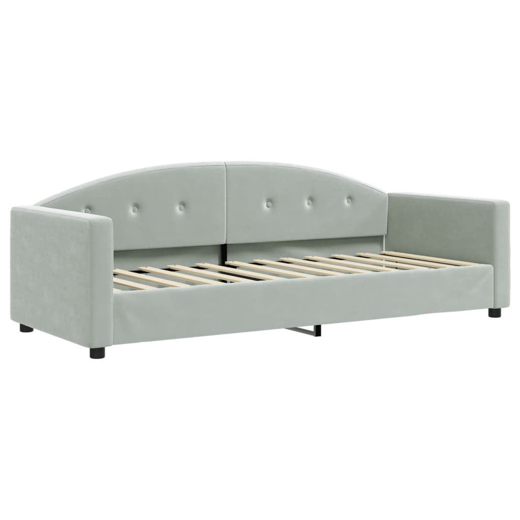 vidaXL Sofa rozsuwana z materacami, jasnoszara, 80x200 cm, aksamit