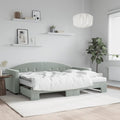 vidaXL Sofa rozsuwana z materacami, jasnoszara, 80x200 cm, aksamit