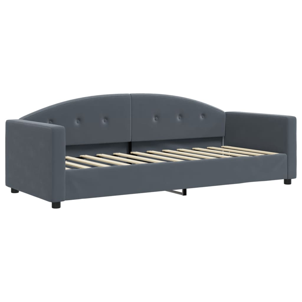 vidaXL Sofa rozsuwana z materacami, ciemnoszara, 80x200 cm, aksamit