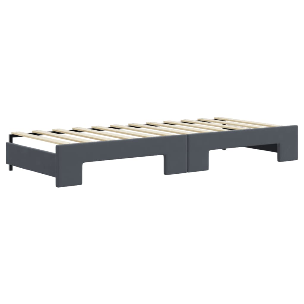 vidaXL Sofa rozsuwana z materacami, ciemnoszara, 80x200 cm, aksamit