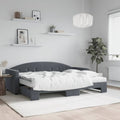 vidaXL Sofa rozsuwana z materacami, ciemnoszara, 80x200 cm, aksamit