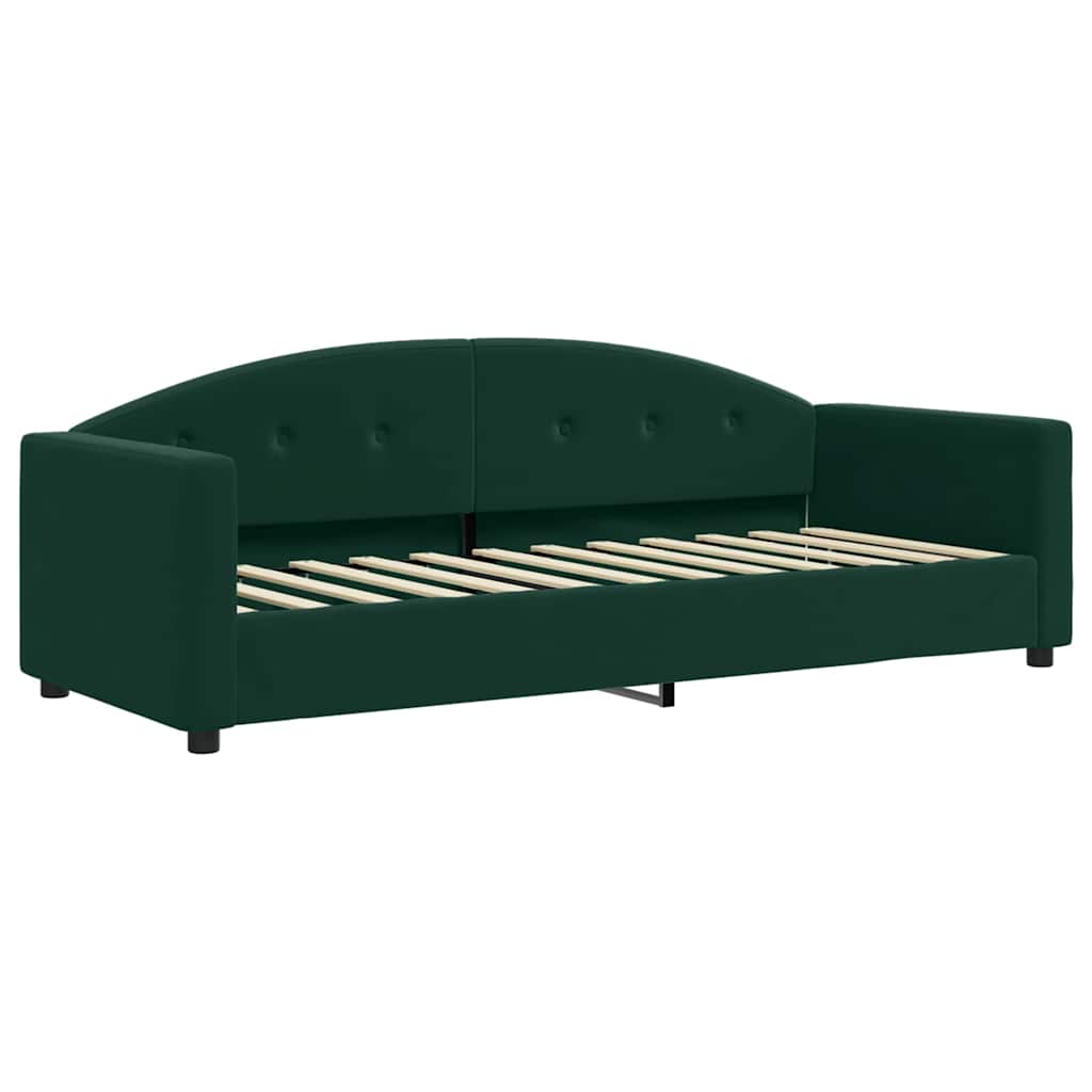 vidaXL Sofa rozsuwana z materacami, ciemnozielona, 80x200 cm, aksamit