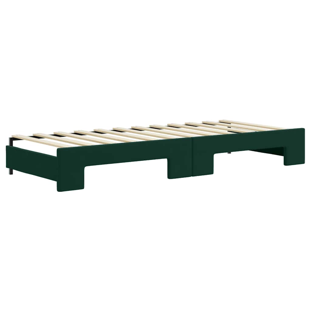 vidaXL Sofa rozsuwana z materacami, ciemnozielona, 80x200 cm, aksamit