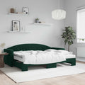 vidaXL Sofa rozsuwana z materacami, ciemnozielona, 80x200 cm, aksamit