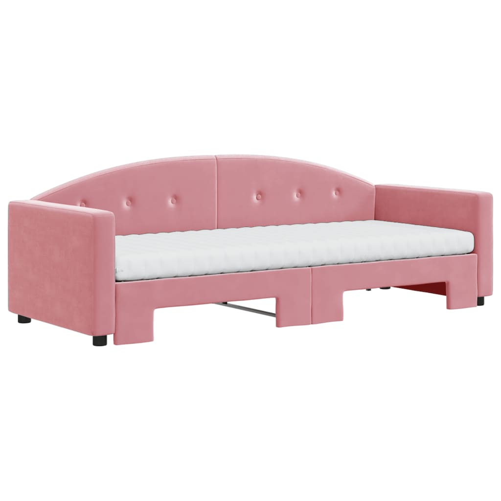 vidaXL Sofa rozsuwana z materacami, różowa, 80x200 cm, aksamit