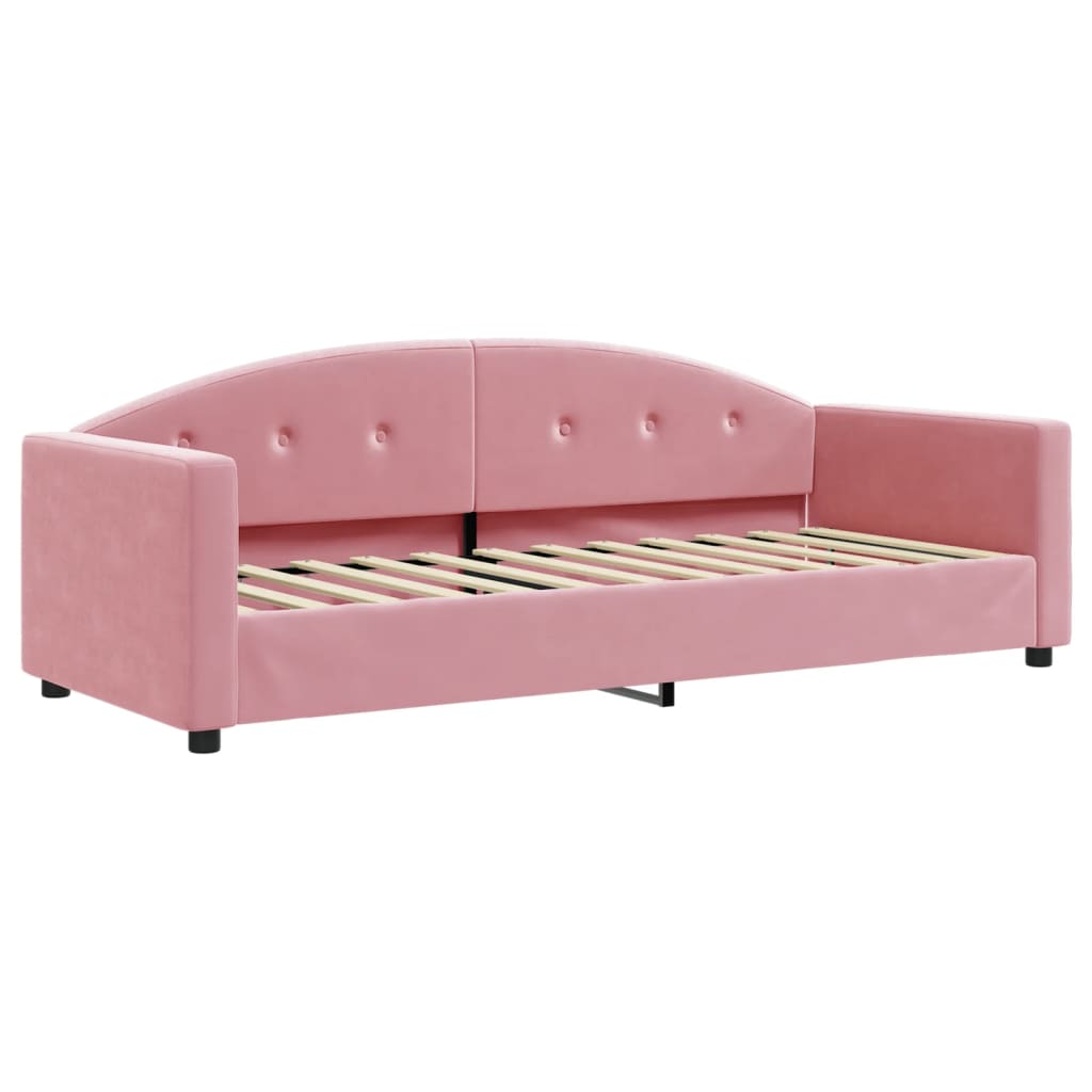 vidaXL Sofa rozsuwana z materacami, różowa, 80x200 cm, aksamit