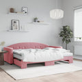 vidaXL Sofa rozsuwana z materacami, różowa, 80x200 cm, aksamit