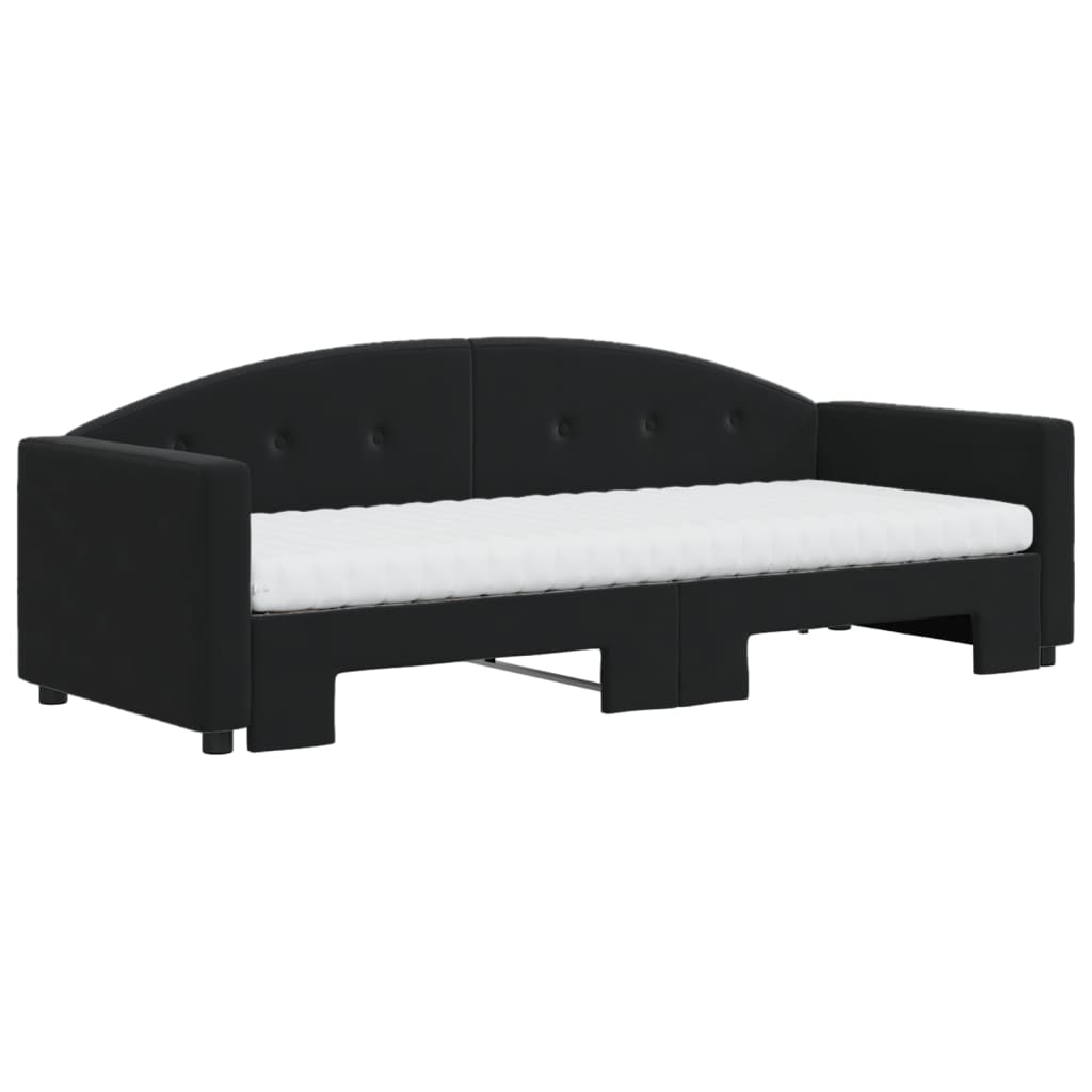 vidaXL Sofa rozsuwana z materacami, czarna, 80x200 cm, aksamit