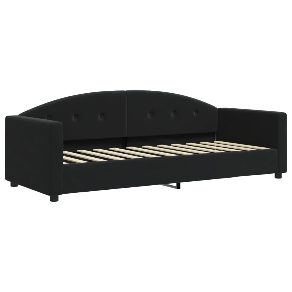 vidaXL Sofa rozsuwana z materacami, czarna, 80x200 cm, aksamit