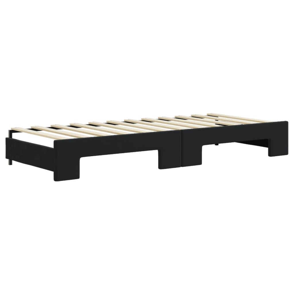 vidaXL Sofa rozsuwana z materacami, czarna, 80x200 cm, aksamit