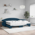 vidaXL Sofa rozsuwana z materacami, niebieska, 90x200 cm, aksamit