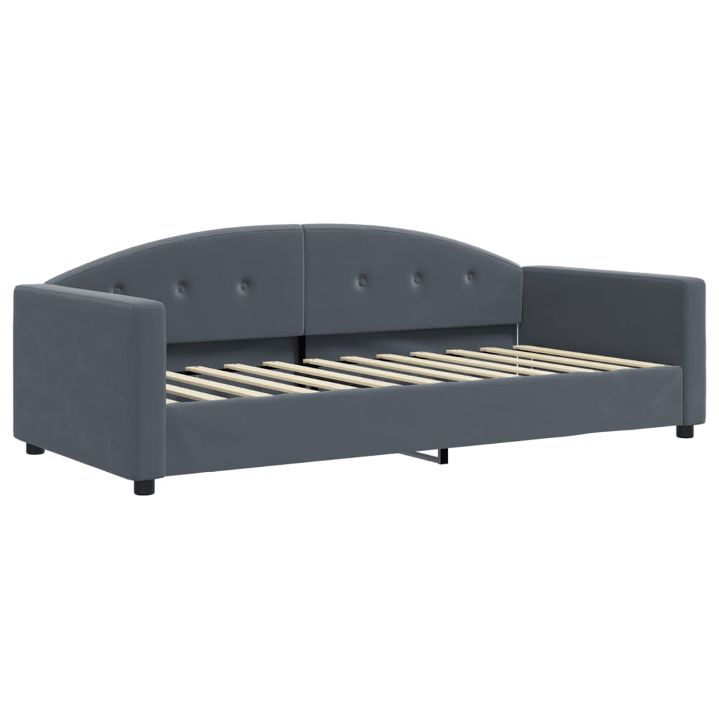 vidaXL Sofa rozsuwana z materacami, ciemnoszara, 90x200 cm, aksamit