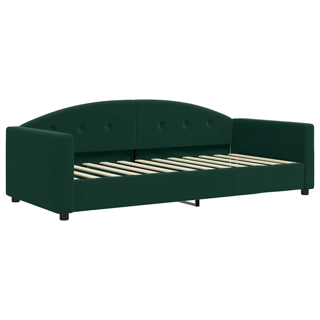 vidaXL Sofa rozsuwana z materacami, ciemnozielona, 90x200 cm, aksamit