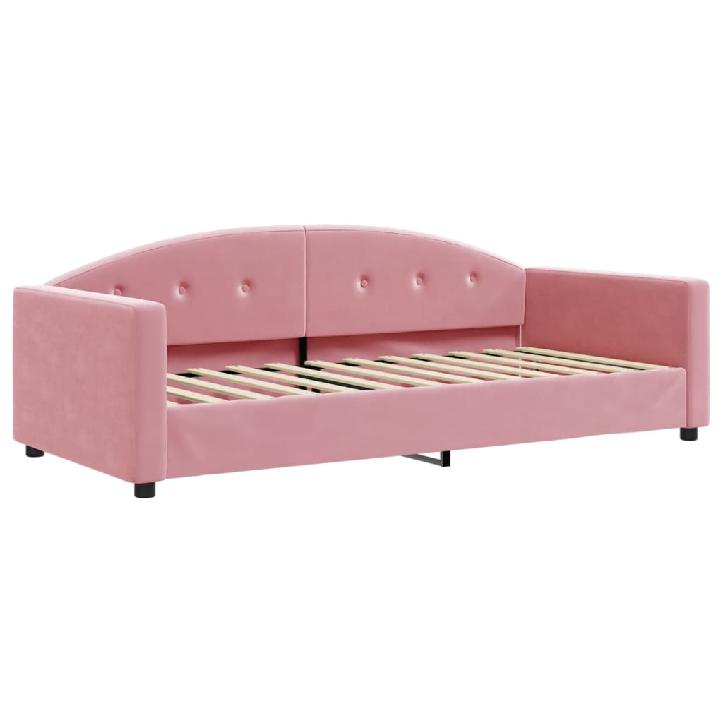 vidaXL Sofa rozsuwana z materacami, różowa, 90x200 cm, aksamit