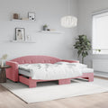 vidaXL Sofa rozsuwana z materacami, różowa, 90x200 cm, aksamit