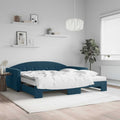 vidaXL Sofa rozsuwana z materacami, niebieska, 100x200 cm, aksamit