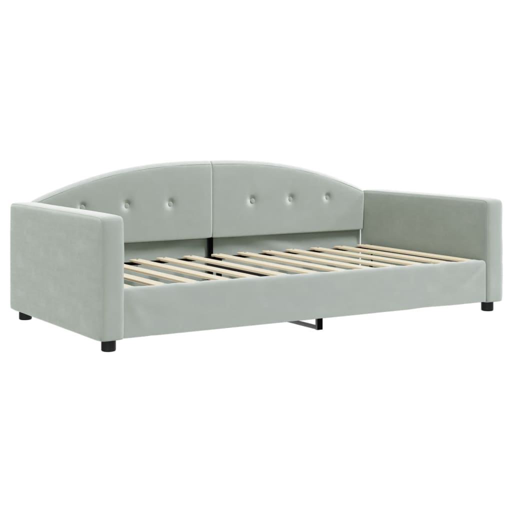 vidaXL Sofa rozsuwana z materacami, jasnoszara, 100x200 cm, aksamit
