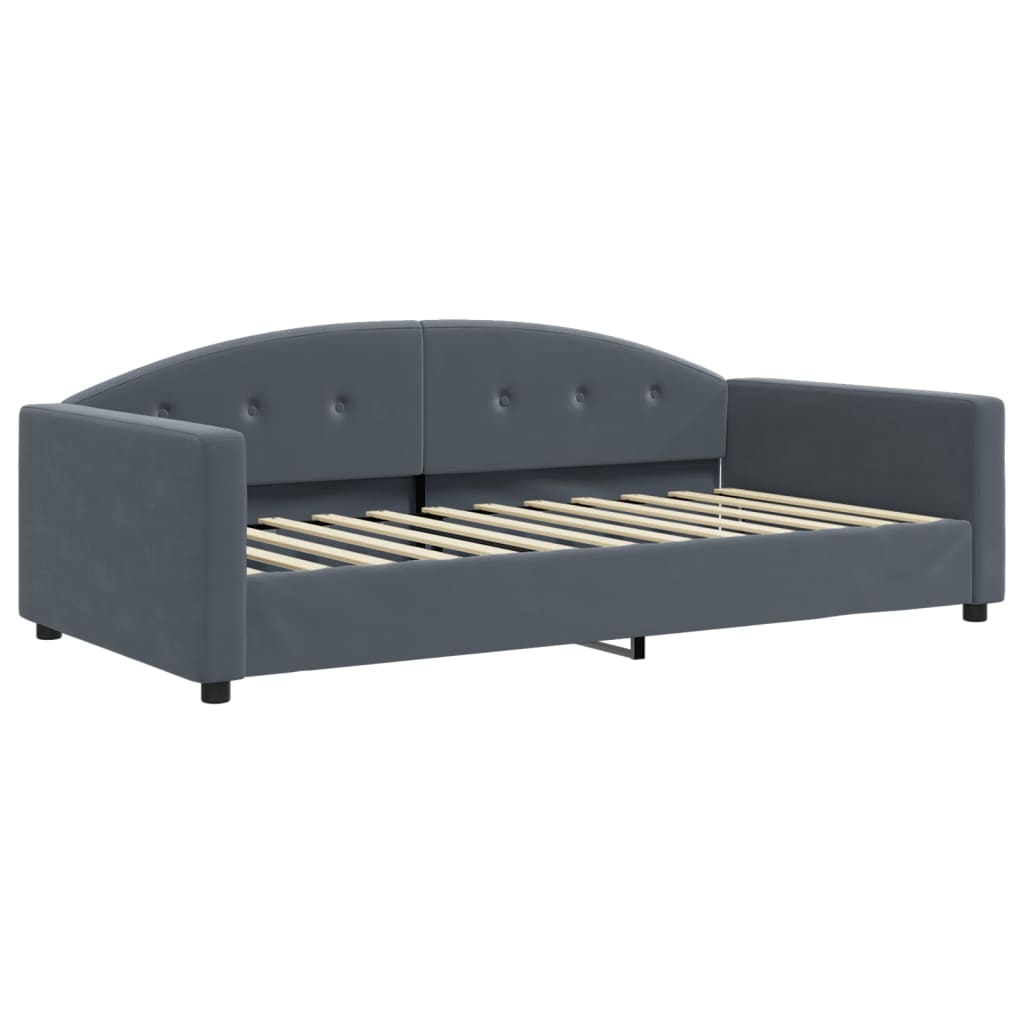 vidaXL Sofa rozsuwana z materacami, ciemnoszara, 100x200 cm, aksamit