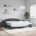 vidaXL Sofa rozsuwana z materacami, ciemnoszara, 100x200 cm, aksamit