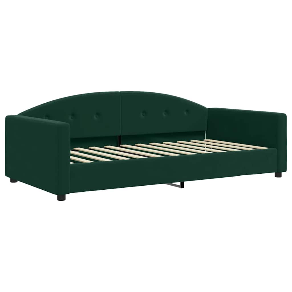 vidaXL Sofa rozsuwana z materacami, ciemnozielona, 100x200 cm, aksamit