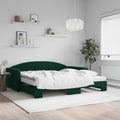 vidaXL Sofa rozsuwana z materacami, ciemnozielona, 100x200 cm, aksamit